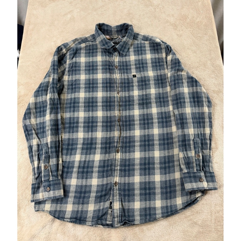 Pladra Flannel Shirt Men's Size XL Blue grey Plaid‎  Button Up Long Sleeve EUC